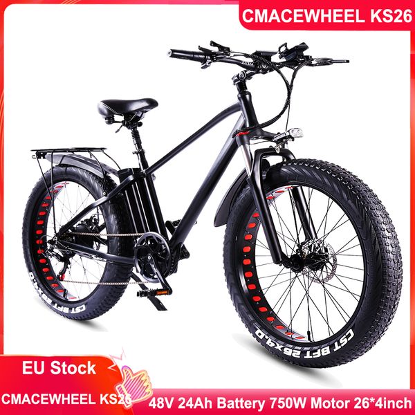 

vat eu stock cmacewheel ks26 48v 24ah battery 750w motor 26*4inch wide tire electric bike