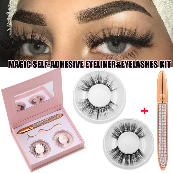 

false eyelashes dry waterproof magic self-adhesive eyeliner 2 in 1 lash glue liner pen natural long wispies lashes