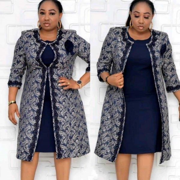 

plus size 4xl autumn winter two girls'ensemble neck 3/4 floral sleeve printed coat and solid at knee height dressed casual 2 pieces tog, Black;gray