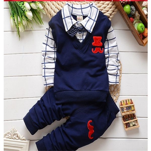 

bibicola baby boys spring autumn clothing sets kids christmas outfits clothes sets baby boys 2 pcs t-shirts + pants 210309, White