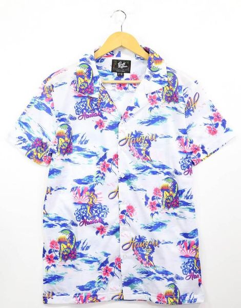 

men's casual shirts p.bear short sleeve hawaiian shirt, White;black