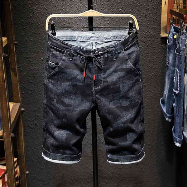 

summer men's denim camouflage shorts fashion slim fit micro elastic cotton black wash ripped jeans male clothes,x3176 210714, White;black