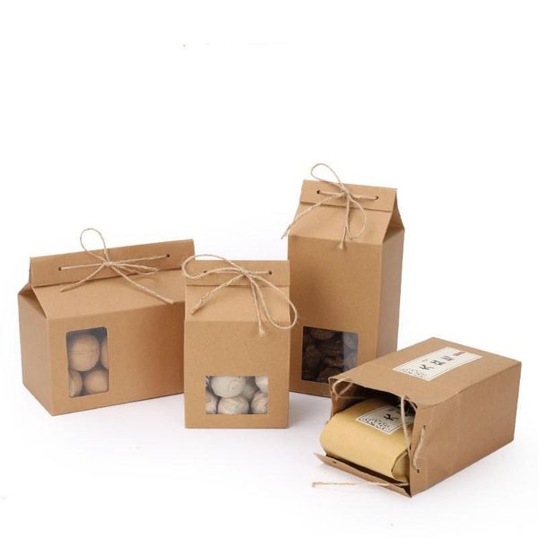 Caixa de embalagem de chá embrulho papelão papelão kraft saco de papel dobrado caixas de porca armazenamento de alimentos levantando sacos de embalagem