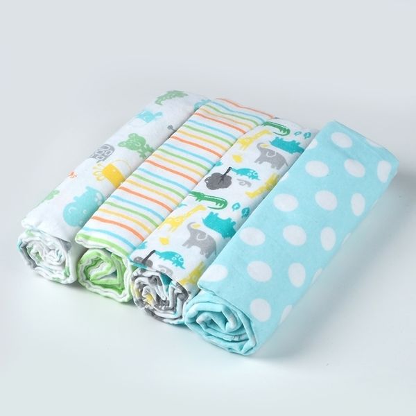 

4 pcs/lot 100% cotton soft receving newborn baby infant muslin diapers toddler swaddle blankets 210309