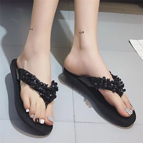 

slippers summer women fashion street low hook plate bodem antislip beach slipper outdoor casual shoes femme 28 #4, Black