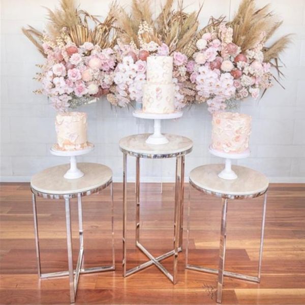 

party decoration 3pcs/set)wedding for stainless steel mental gold cake stand cylinder display plinths yudao1106