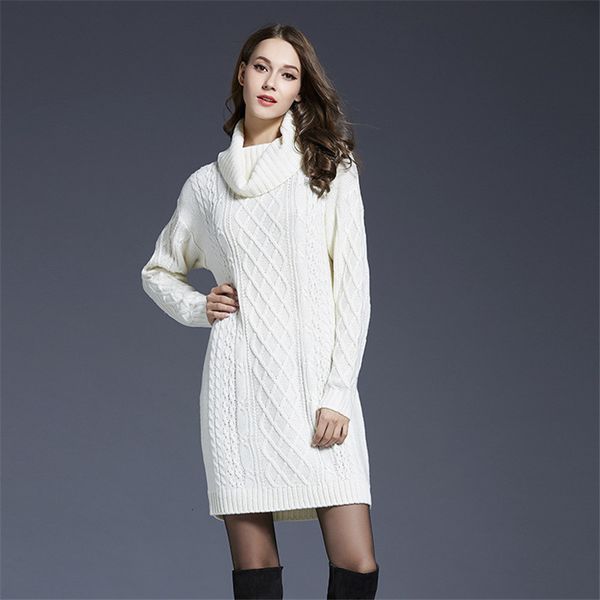 

2021 new causal autumn winter plus size sleeve slim women's knitted sweater medium long turtleneck solid female aas0, Black;gray