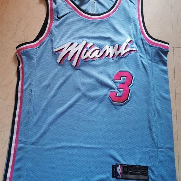 

322s dwyane wade 2020/20 vicewave stitched jersey light blue new store big premium fee original factory quality is good, Black