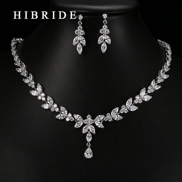 

earrings & necklace hibride jewelry gold colorjewelry sets, cubic zirconia sets for weddings gifts s-23, Silver