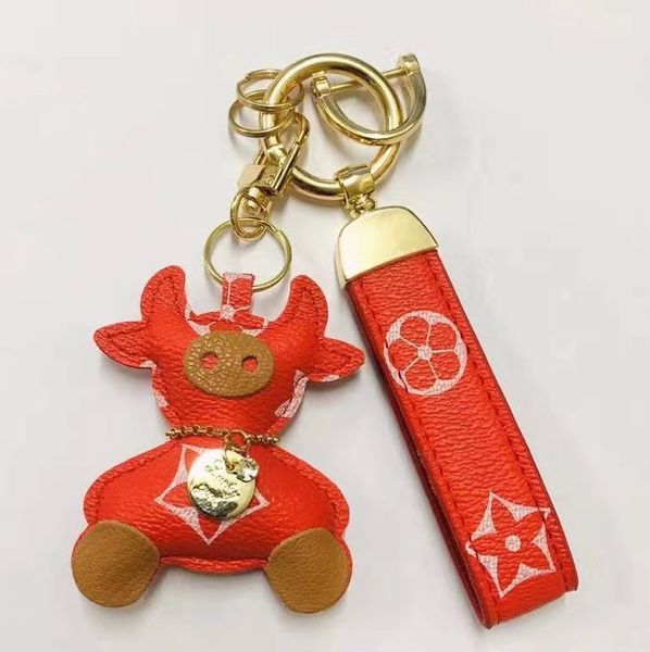 

fashion cow designer key buckle bag car keychain handmade leather animals keychains man woman purse bag pendant accessories 6 styles, Silver