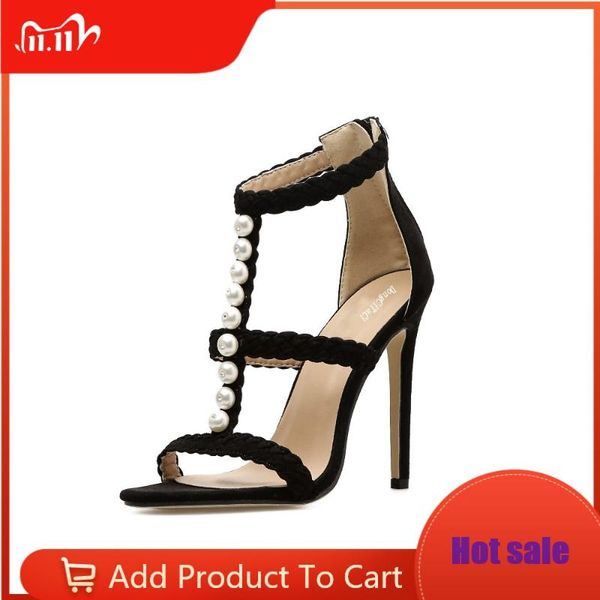 

sandals summer women high heels woman pumps ladies fashion party wedding dress weave string bead stilettos, Black