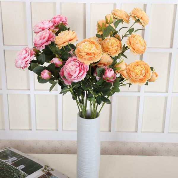 

decorative flowers & wreaths 70cm rose pink silk peony bouquet artificial 3 head fake for home wedding decor indoor faux