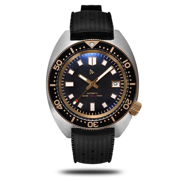 

wristwatches rdunae r2 men's classic business watch 150m diving japan luminous 6105 8110 movement mechanical, Slivery;brown