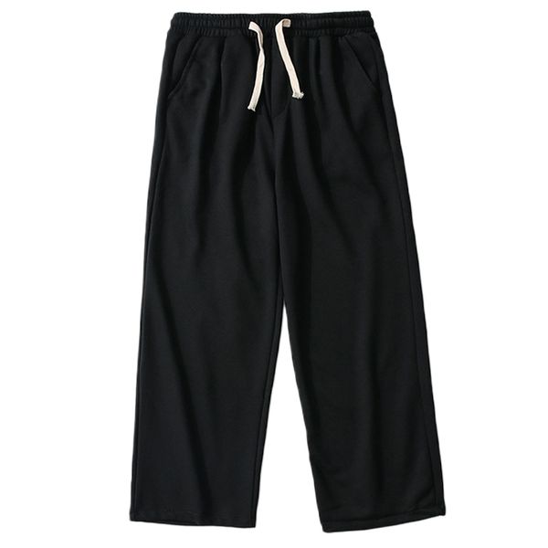 

1wukong youhuochao brand ins straight tube wide leg casual men's and women's hip hop loose solid color versatile sports pants2021, Black