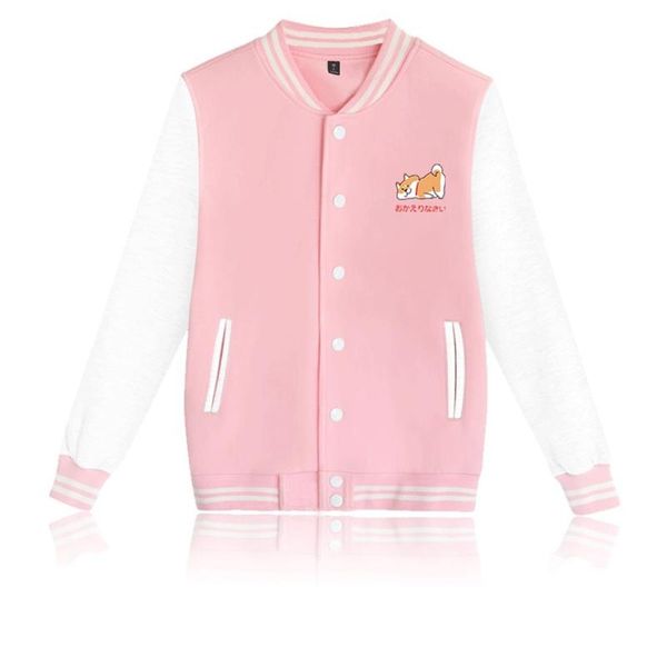 

women's jackets pack of 3 pcs female patchwork fleece baseball uniform jacket winter harajuku style korean print cartoon kawaii shiba i, Black;brown