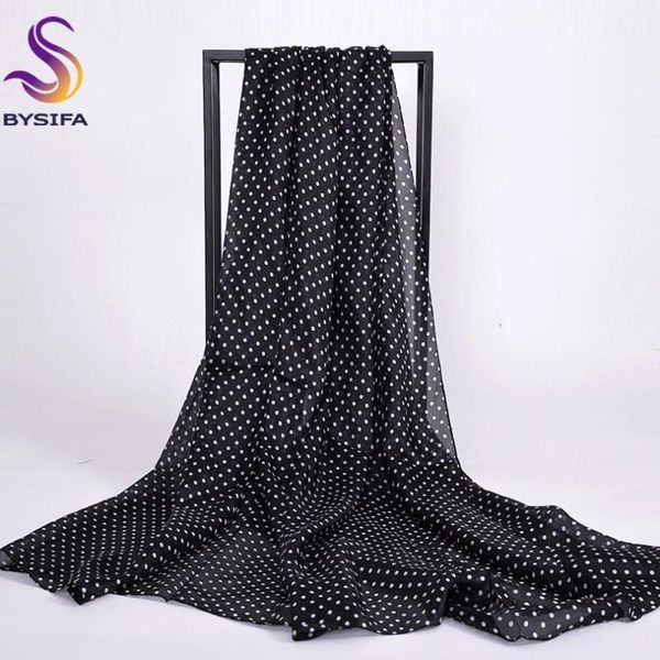 

scarves [bysifa] black white dot silk scarf shawl for ladies fashion grade pure long wraps extanded winter cape, Blue;gray