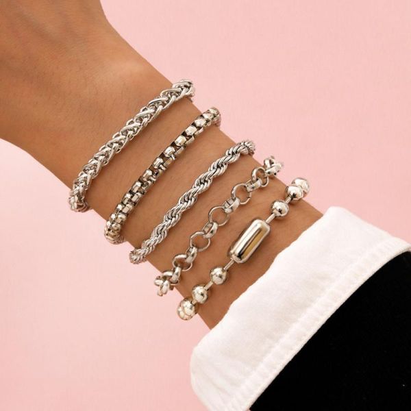 

link, chain diezi plata multicapa cadena de color pulseras y brazaletes para las mujeres los hombres grueso pulsera parejas joyerÃ­a, Black