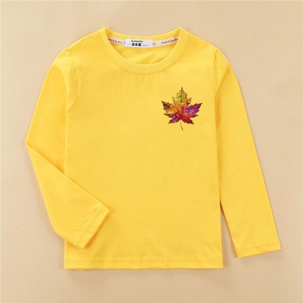 

maple leaf fashion t shirt children 100% cotton clothing boys girls print long sleeve home kids spring tees, Blue