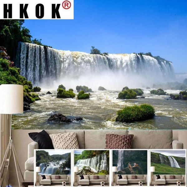 

tapestries hkok waterfall natural landscape poster tapestry wall hanging covering rugs background cloth beach mat blanket art home dec