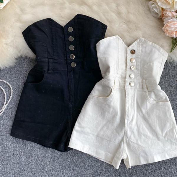 

spring summer fashion single breasted womens short denim high waist wide leg jeans, White;black