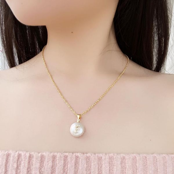 

pendant necklaces hecheng mini 26-letters baroque natural coin freshwater pearl necklace wholesale cz jewelry accessories vd570, Silver