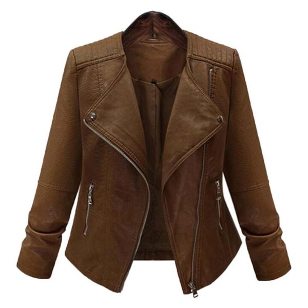 

women's jackets wipalo plus size 5xl locomotive faux leather jacket fashion women autumn motor outwear coat zipper up punk, Black;brown