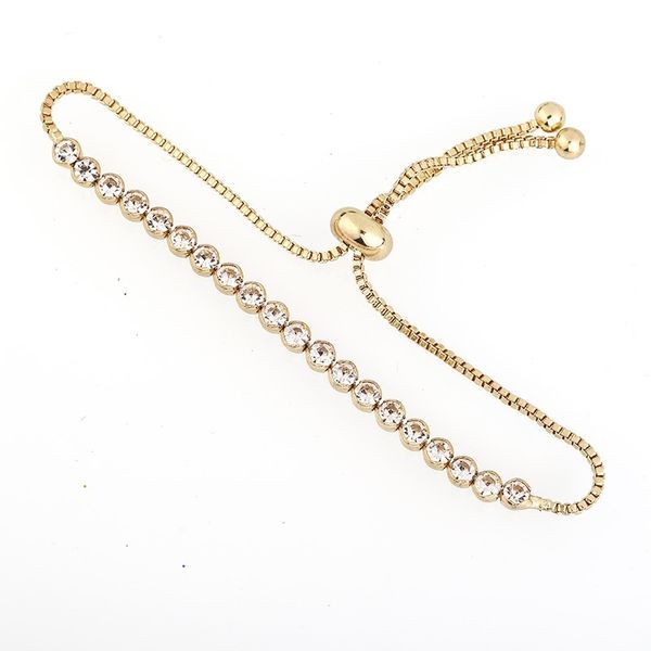 

single row rhinestone women's korean version simple full diamond trend jewelry adjustable bracelet, Black