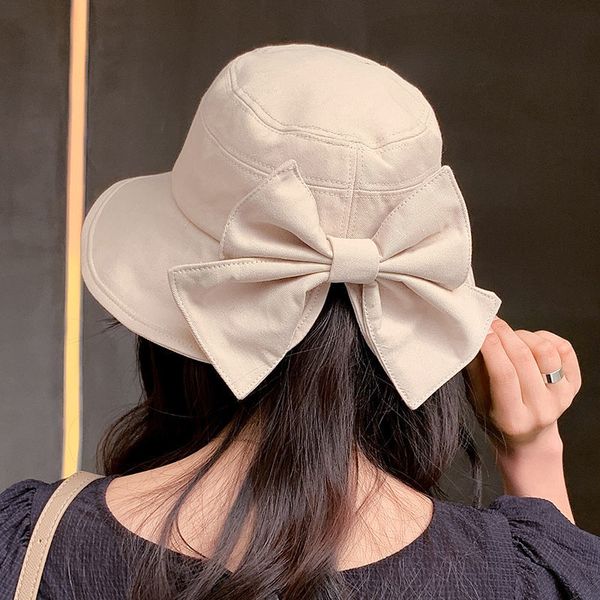 

hat female japanese bow after the fork fisherman hat female xia korean version of leisure leisure sun hat folding basin hats, Blue;gray