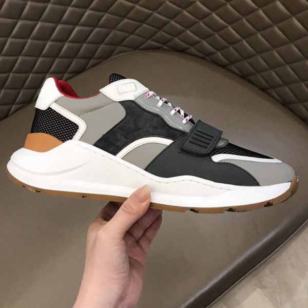 

2021 men sneaker casual shoes real leather sneakers trainers stripes shoe fashion casual shoes trainers for man woman with box, Black