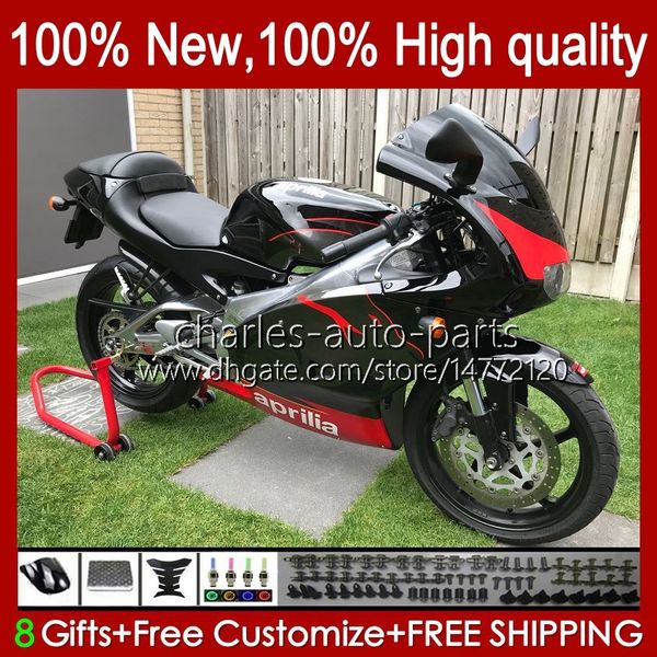 Kit Body para Aprilia RSV125RR RSV RS 125 R $ 125RR 99-05 36No.143 RS-125 RS4 RSV125 RS125 99 00 01 02 03 04 05 RSV-125 1999 2000 2001 2005 2005 Lustroso Black