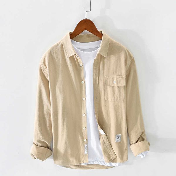 

men's z901 casual pure color cotton shirt coat in spring and summer, White;black