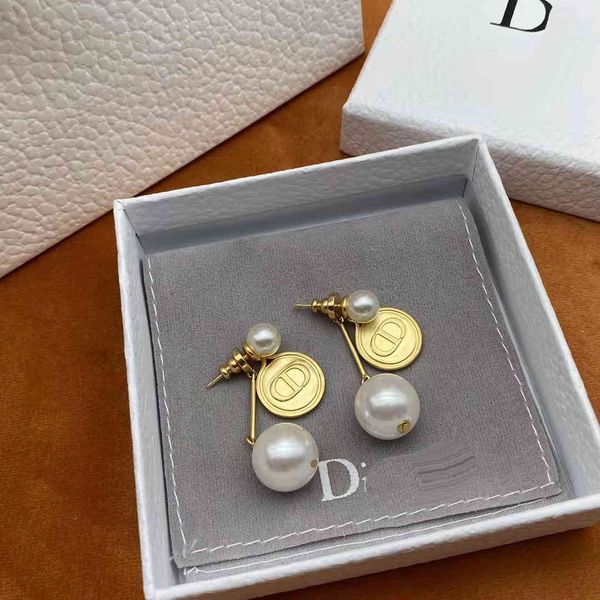 

new letter round pearl earrings fashion simple female exclusive fine jewel, Golden