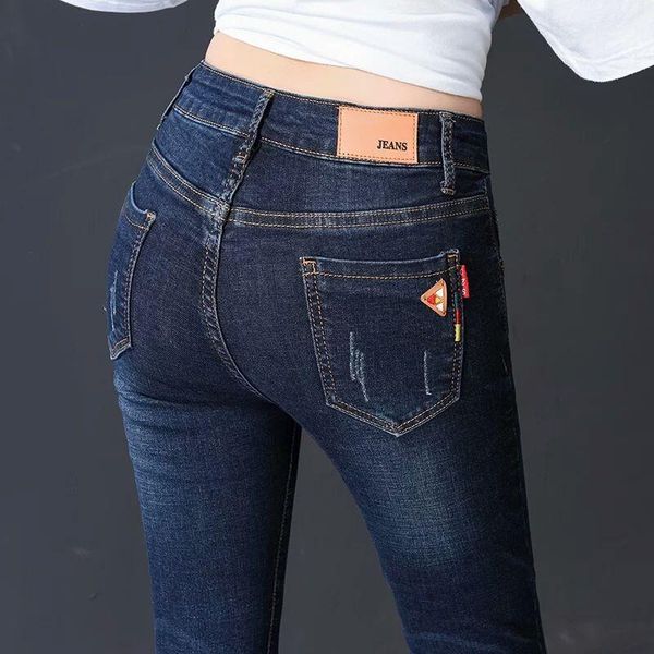 

woman jeans pants skinny pants women's jeans mid-high waist autumn and winter stretch pantalones vaqueros mujer, Blue