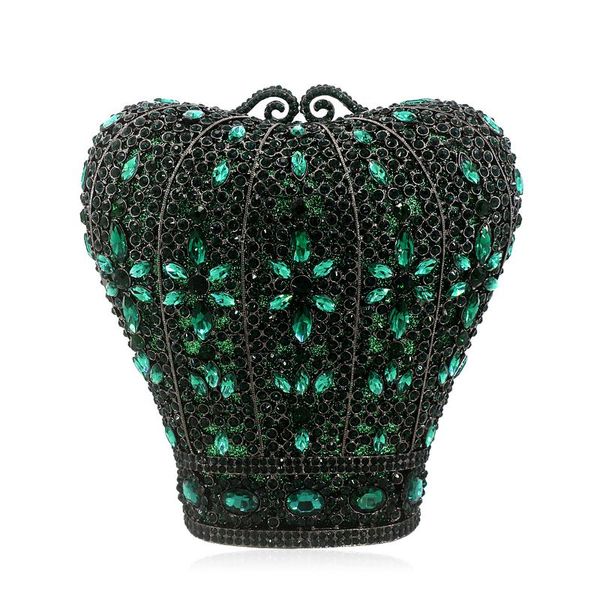 

evening bags lady red/purple/pink/green/gold color white crystal gold metal purse luxury elegant shoulder dinner banquet clutches for women