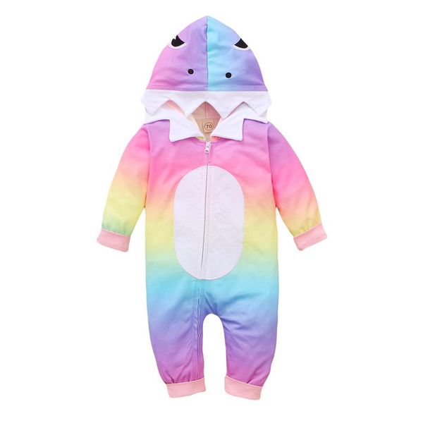 

jumpsuits infant baby boys girls rainbow tie-dyed fashion cute print long sleeve cartoon romper hoodie jumpsuit 3m-18m rompers, Blue
