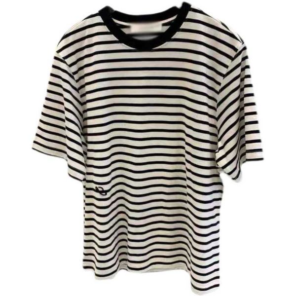 

korean summer fashion classic minimalist sports stripe temperament short sleeve t-shirt casual loose women's 210615, White