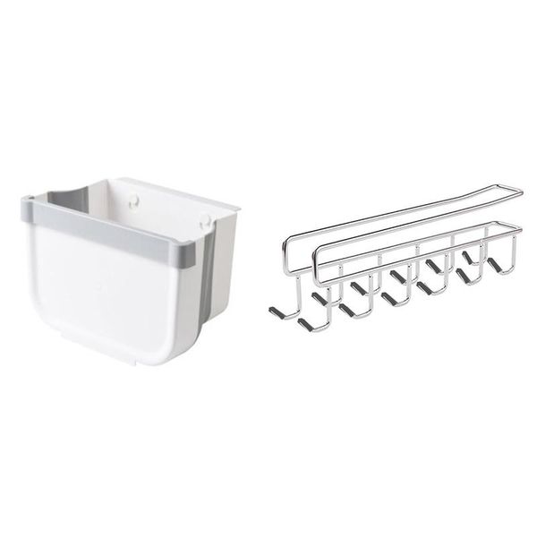 

hooks & rails folding waste bins kitchen garbage bin with stainless steel hanger under shelf wine glass holder mug cup cnim
