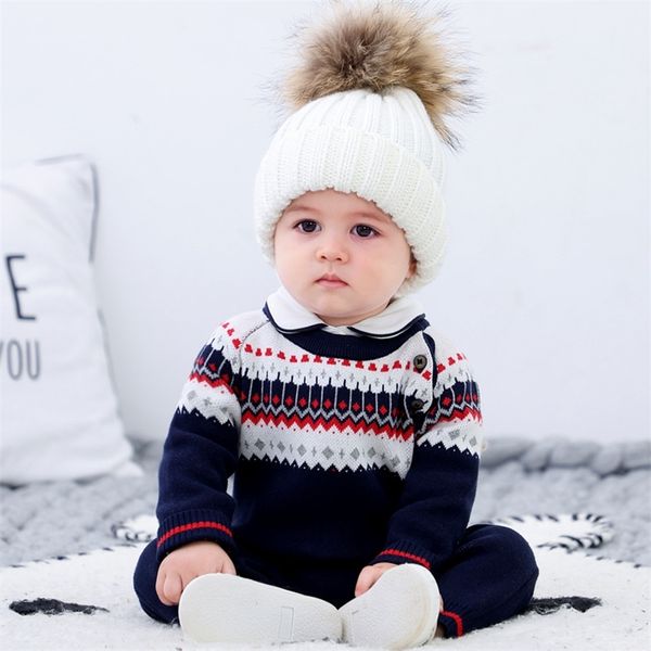 

baby clothes 6-24 month sweater jumpsuit spring autumn knitted infant clothing boy rompers baby girls clothes 210312, Blue