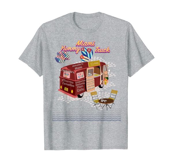 

miami yummy cuban food truck t-shirt, White;black