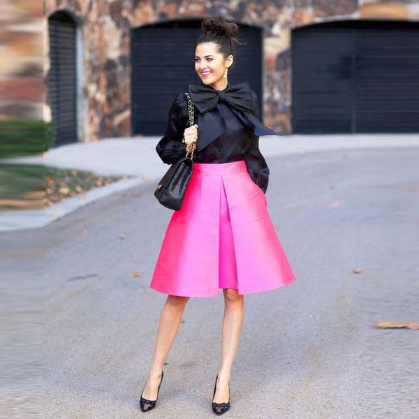 

skirts 2021 trendy skirt with pockets high waist knee length pleated midi for ladies to office custom made, Black