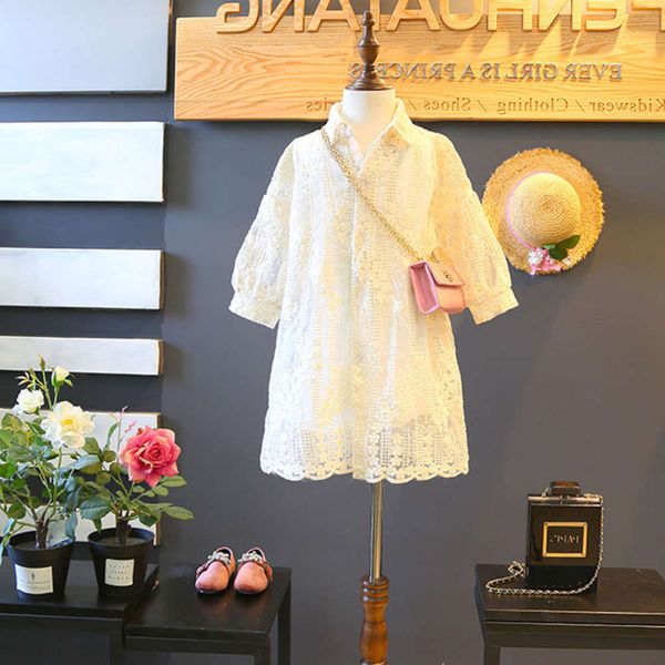 

clothing girls' children's suit long pattern coat with vest 21 spring new 3-8 years old, White