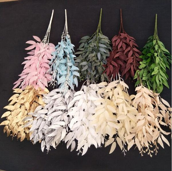 Ghirlande di fiori decorativi 5 forchette Foglie di salice artificiale decorazioni di nozze di vite Decorazioni per la casa salici finti Rami di piante