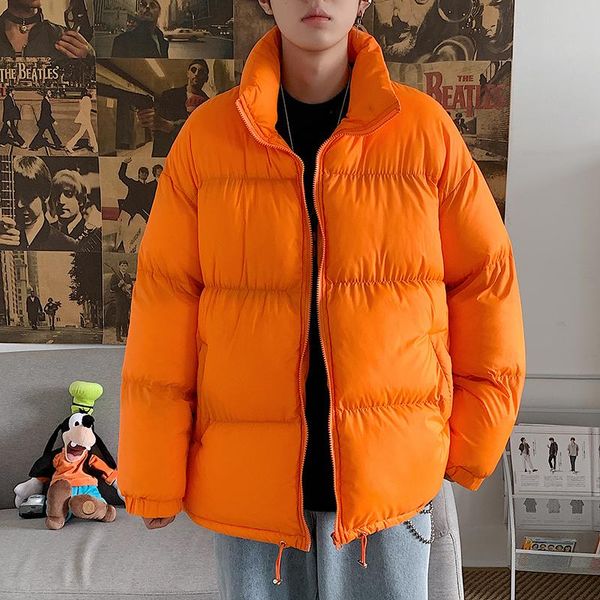 

men's down & parkas 2021 winter coat warm streetwear cotton coats slim male jackets windproof padded mens clothing drop, Black