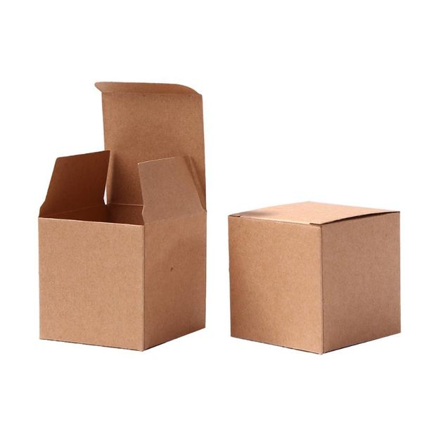 

50pcs kraft paper wedding candy boxes romantic heart with burlap jute twine multi sizes square kraft packaging box