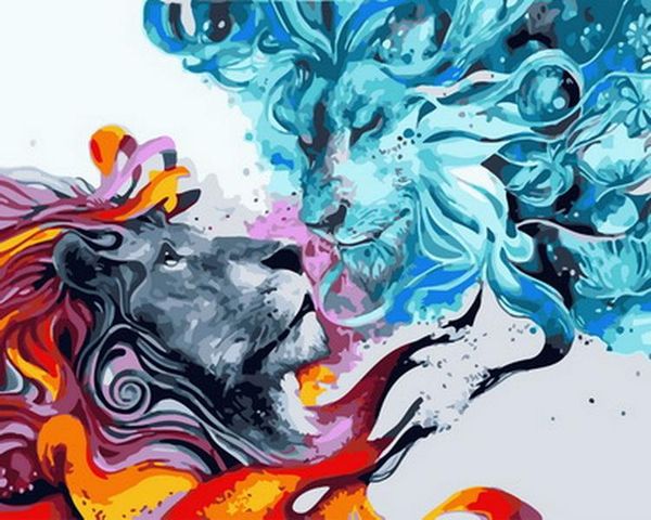 

paintings frameless painting by numbers animals wall decor diy picture on canvas for home 4050cm lion couple