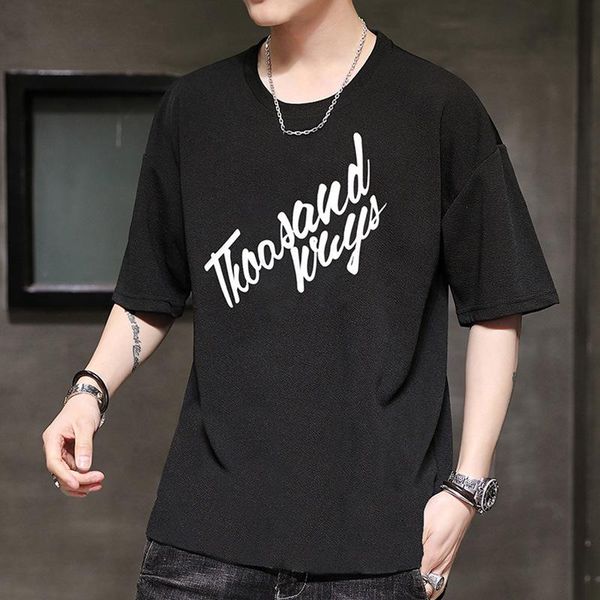 

men's t-shirts 2021 summer arrival loose plus size fat t-shirt casual all-match simple o-neck men sports short-sleeved, White;black