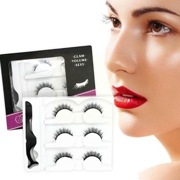 

false eyelashes 3pair lashes 3d mink strip lash reusable band crisscross dramatic eye lightweight invisib j2n2