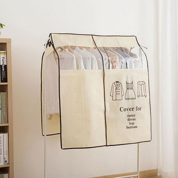 

home clothing dust covers semi-transparent hanging garment bag dust-proof clothes cover coat jackets dress closet storage