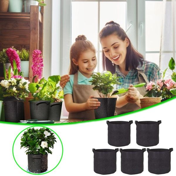 

1/2/3/5/7 gallon grow-bag heavy thickened nonwoven plant fabric pot with handles garden flower planting pots gardening pots 5pcs