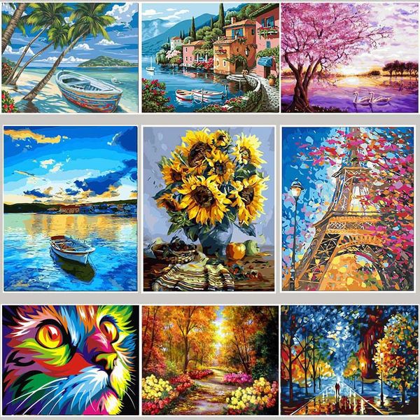 

50x40cm paints diy painting by numbers hand painted animals pictures oil paint gift coloring wall decoration